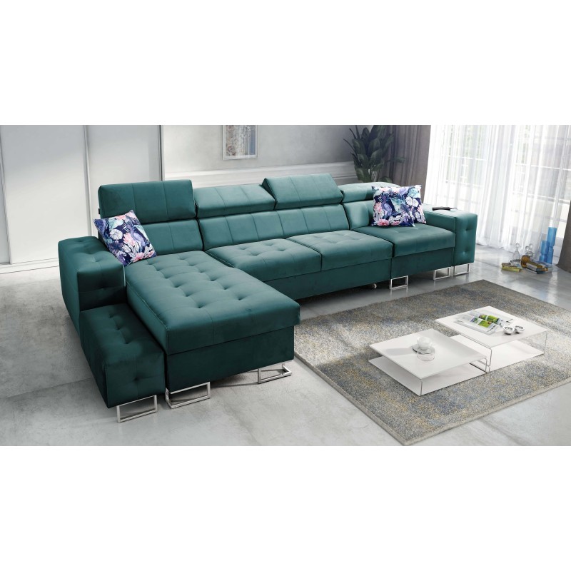 Fusion XI Ecksofa mit gestepptem Sitz | +Schlaffunktion | Samt | Hydrophob, Magic Velvet 2221