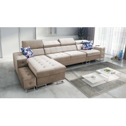 Fusion XI Corner Sofa with Quilted Seat | +Sleeping Function | Velvet | Hydrophobic, Magic Velvet 2282