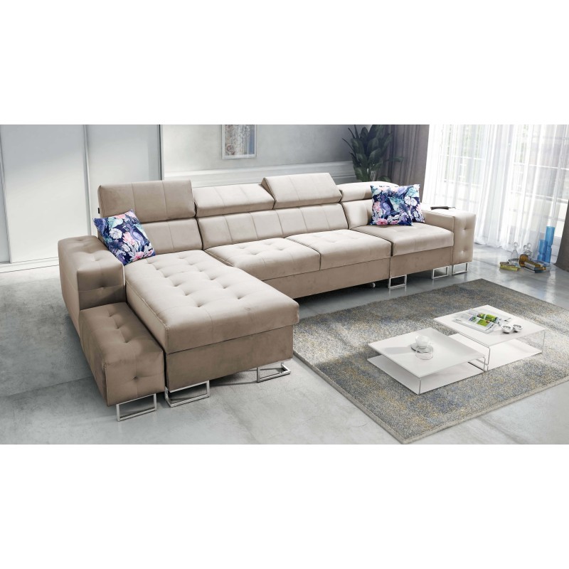 Fusion XI Ecksofa mit gestepptem Sitz | +Schlaffunktion | Samt | Hydrophob, Magic Velvet 2282