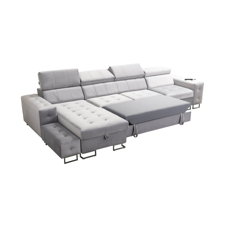 Fusion XI Ecksofa mit gestepptem Sitz | +Schlaffunktion | Samt | Hydrophob, Magic Velvet 2264