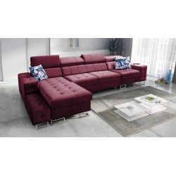 Fusion XI Corner Sofa with Quilted Seat | +Sleeping Function | Velvet | Hydrophobic, Magic Velvet 2229