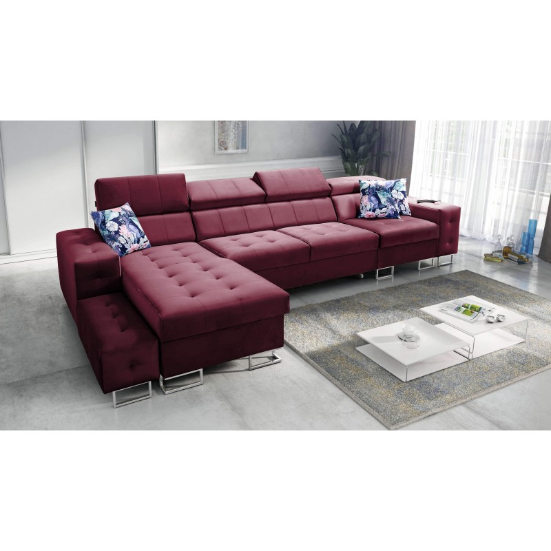 Fusion XI Corner Sofa with Quilted Seat | +Sleeping Function | Velvet | Hydrophobic, Magic Velvet 2229