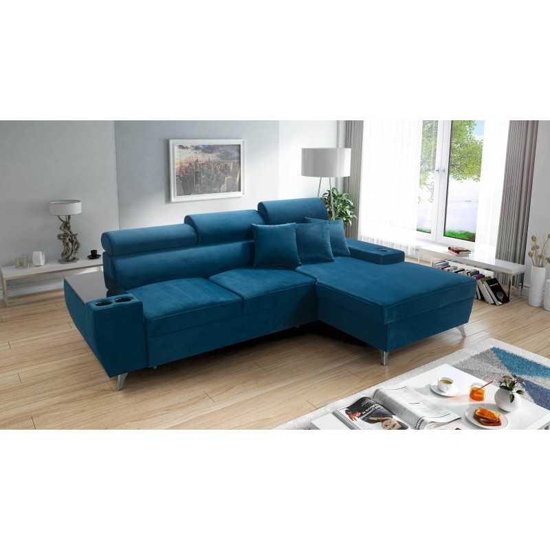 Luna I Maxi Corner Sofa in Plush, Kronos 9, with Sleeping Function and Bar - Modern Comfort