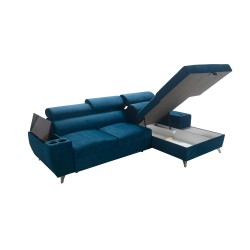 Luna I Maxi Corner Sofa in Plush, Kronos 9, with Sleeping Function and Bar - Modern Comfort