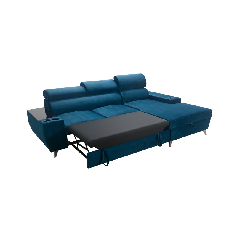 Luna I Maxi Corner Sofa in Plush, Kronos 9, with Sleeping Function and Bar - Modern Comfort