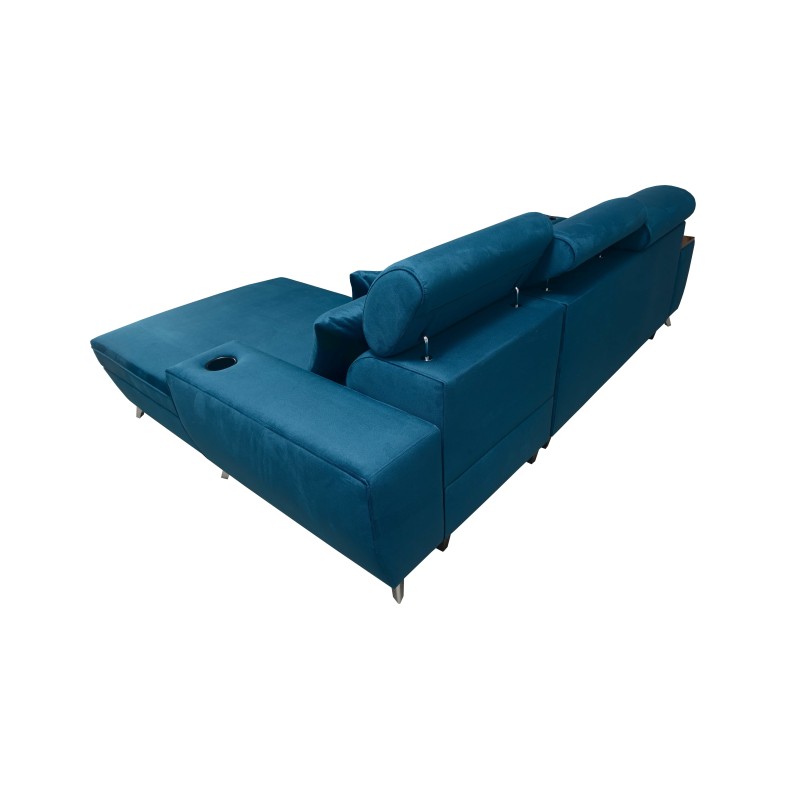 Кутовий диван Luna I maxi в плюші, Kronos 9, функція сну, бар - Сучасний комфорт