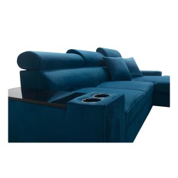 Luna I Maxi Corner Sofa in Plush, Kronos 9, with Sleeping Function and Bar - Modern Comfort