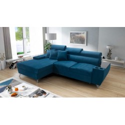 Luna I Maxi Corner Sofa in Plush, Kronos 9, with Sleeping Function and Bar - Modern Comfort