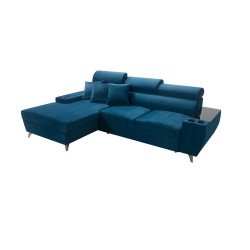 Luna I Maxi Corner Sofa in Plush, Kronos 9, with Sleeping Function and Bar - Modern Comfort