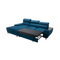 Luna I Maxi Corner Sofa in Plush, Kronos 9, with Sleeping Function and Bar - Modern Comfort