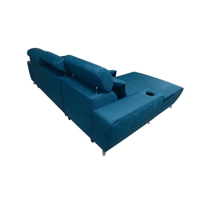 Luna I Maxi Corner Sofa in Plush, Kronos 9, with Sleeping Function and Bar - Modern Comfort