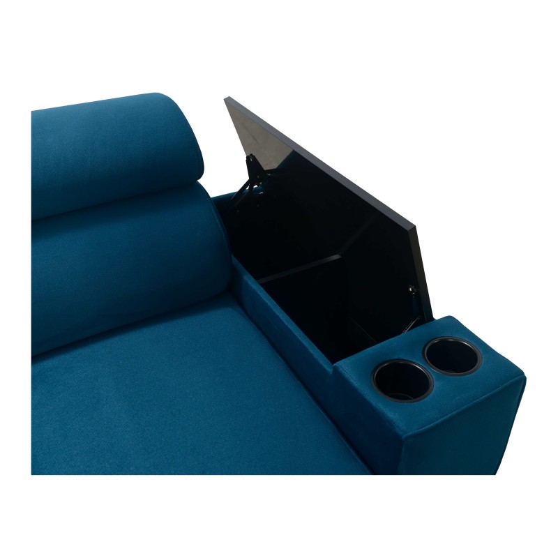 Luna I Maxi Corner Sofa in Plush, Kronos 9, with Sleeping Function and Bar - Modern Comfort