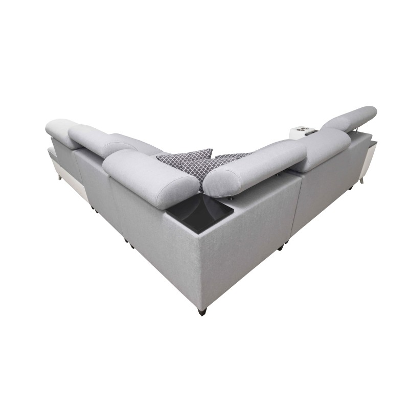 Sofá esquinero Luna IX con función de cama y minibar - Tu lugar para el confort y la relajación.