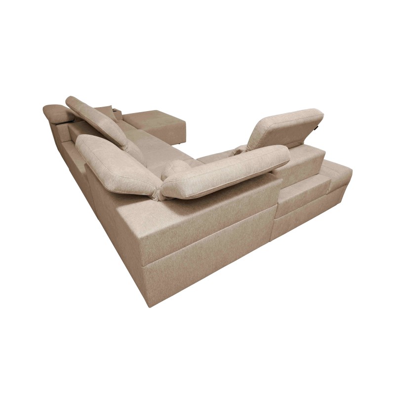 Sofá esquinero en forma de U Milano VI con función para dormir - ideal para relajarse y dormir