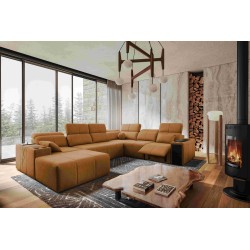 Milano VIII Mix U-shaped Corner Sofa with Sleeping and Relaxation Function | Woven Fabric, Verita 54