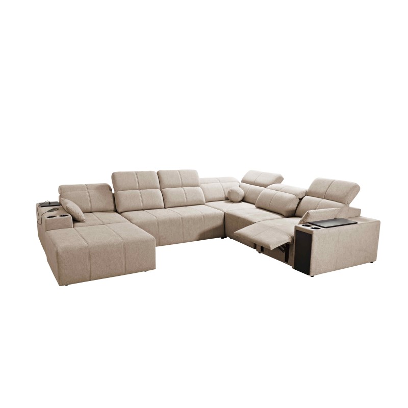 Milano VIII Mix U-shaped Corner Sofa with Sleeping and Relaxation Function | Woven Fabric, Verita 54