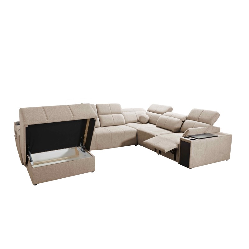 Milano VIII Mix U-shaped Corner Sofa with Sleeping and Relaxation Function | Woven Fabric, Verita 54