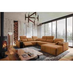Ecksofa U Milano VIII Mix mit Schlaffunktion und Relax | Webstoff, Verita 54