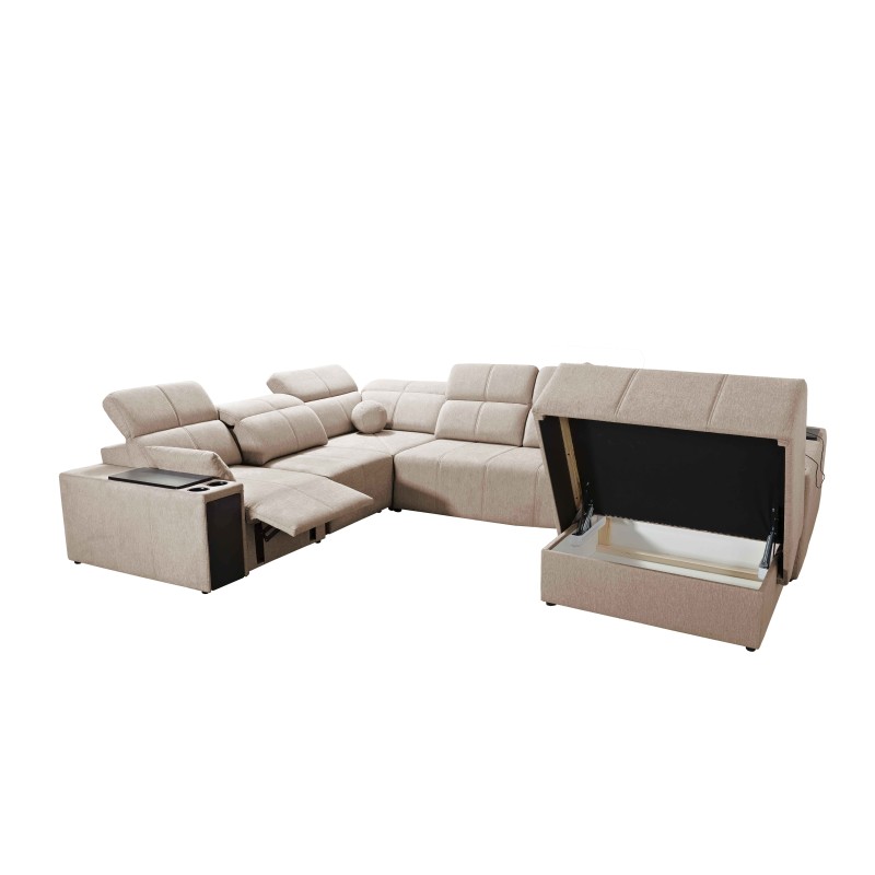 Milano VIII Mix U-shaped Corner Sofa with Sleeping and Relaxation Function | Woven Fabric, Verita 54