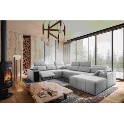 Milano VIII Mix U-shaped Sofa with Sleeping and Relaxation Function | Woven Fabric, Verita 80