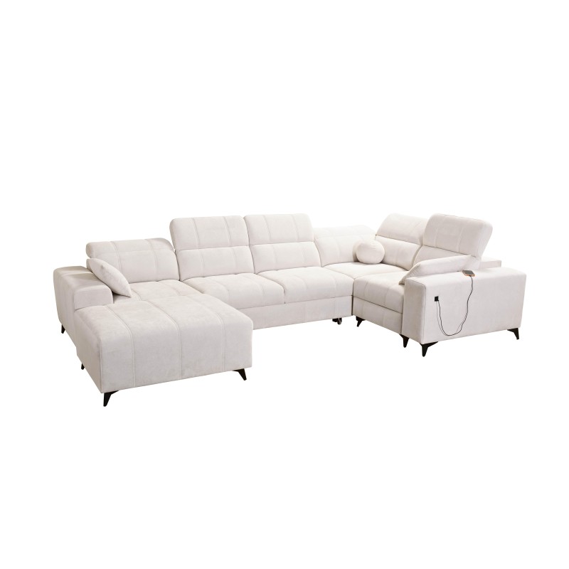 U-Form-Sofa Ballagio IV Mix mit Schlaf- und Entspannungsfunktion - Geflecht, Spring 1102