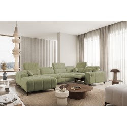 U-förmiges Sofa Ballagio IV Mix mit Schlaf- und Relaxfunktion - Flechtwerk, Spring 1115