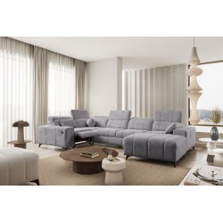 U-Form-Sofa Ballagio IV Mix mit Schlaf- und Entspannungsfunktion - Geflecht, Spring 1102