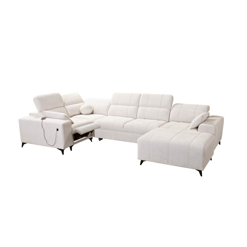 Ecksofa in U-Form Ballagio IV Mix mit Schlaffunktion und Relaxfunktion - Geflecht, Spring 1110
