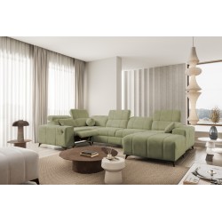 U-förmiges Sofa Ballagio IV Mix mit Schlaf- und Relaxfunktion - Flechtwerk, Spring 1115