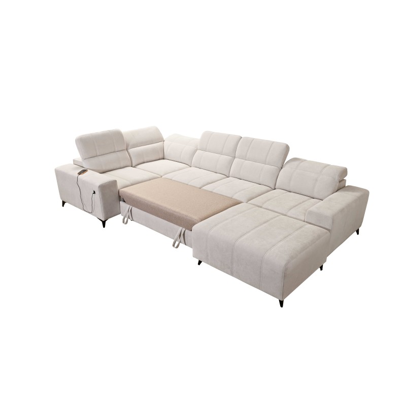 U-förmiges Sofa Ballagio IV Mix mit Schlaf- und Relaxfunktion - Flechtwerk, Spring 1115