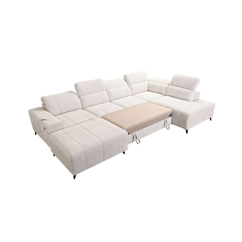 Luxuriöse U-förmige Ecksofa Ballagio VI mit Schlaffunktion Plecionka, Spring 1110