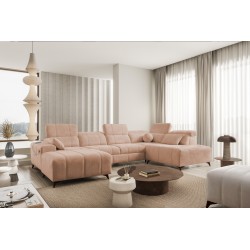 Luxury U-shaped Corner Sofa Ballagio VI with Sleeping Function Plecionka, Spring 1112