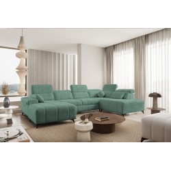 Luxuriöses U-förmiges Sofa Ballagio VI mit Schlaffunktion Plecionka, Spring 1116