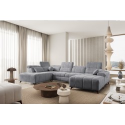Luxury U-shaped Corner Sofa Ballagio VI with Sleeping Function Plecionka, Spring 1101