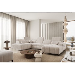 Luxury U-shaped Corner Sofa Ballagio VI with Sleeping Function, Woven Fabric, Spring 1108