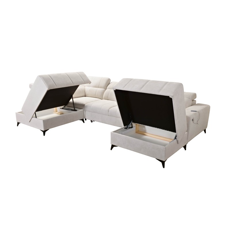 Luxury U-shaped Corner Sofa Ballagio VI with Sleeping Function Plecionka, Spring 1112