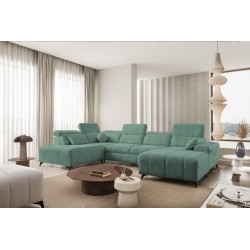 Luxuriöses U-förmiges Sofa Ballagio VI mit Schlaffunktion Plecionka, Spring 1116