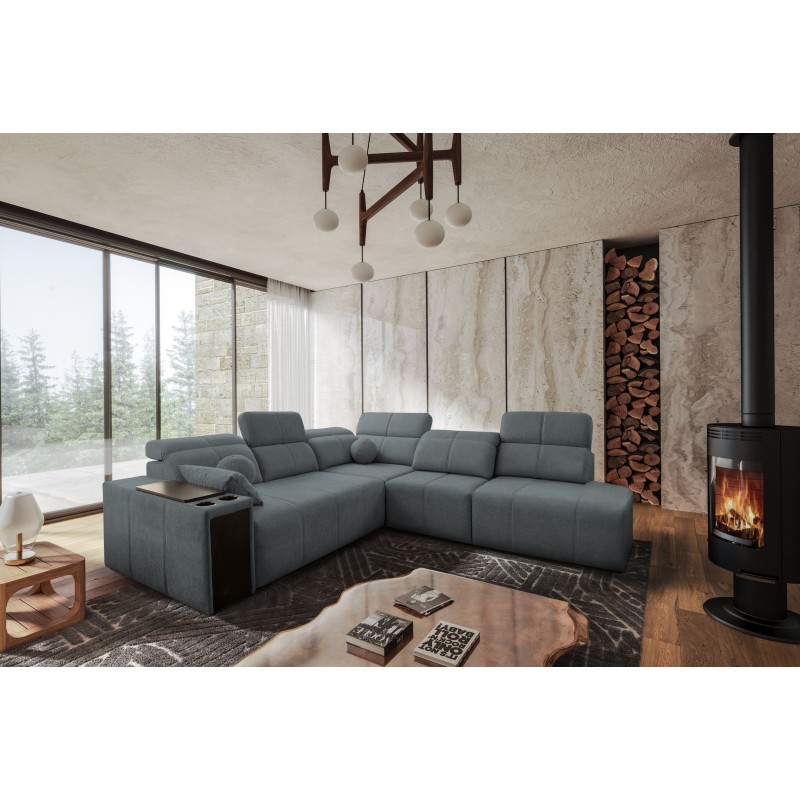 Narożnik Milano IX z funkcją spania w tkaninie Plecionka, Verita 88 - połączenie stylu i funkcjonalności