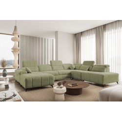 Sofá en forma de U ballagio X con función de cama, tela Spring 1115.