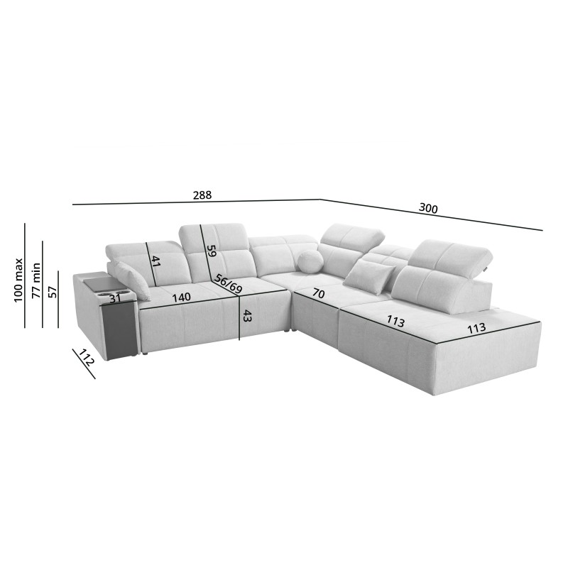Milano IX corner sofa with a sleeping function in Plecionka fabric, Verita 80 - a combination of style and functionality