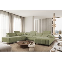 U-shaped corner sofa Ballagio X with a sleeping function, fabric Spring 1115