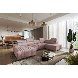 U-shaped Verona VI sectional sofa with sleeping function, fabric Vena 10