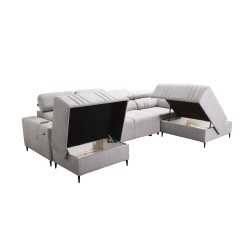 U-shaped Verona VI corner sofa with sleeping function, fabric Vena 20