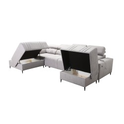 Esquina en forma de U Verona VI con función de cama tela Vena 6