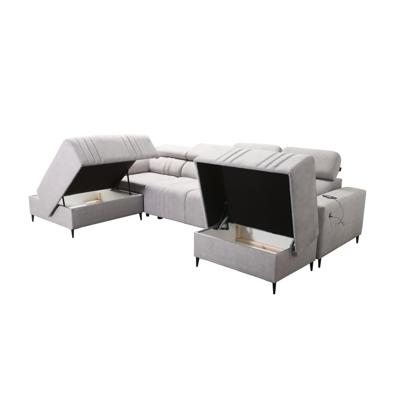 U-förmiges Ecksofa Verona VI mit Schlaffunktion, Stoff Vena 9