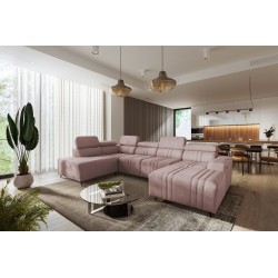 U-shaped Verona VI sectional sofa with sleeping function, fabric Vena 10