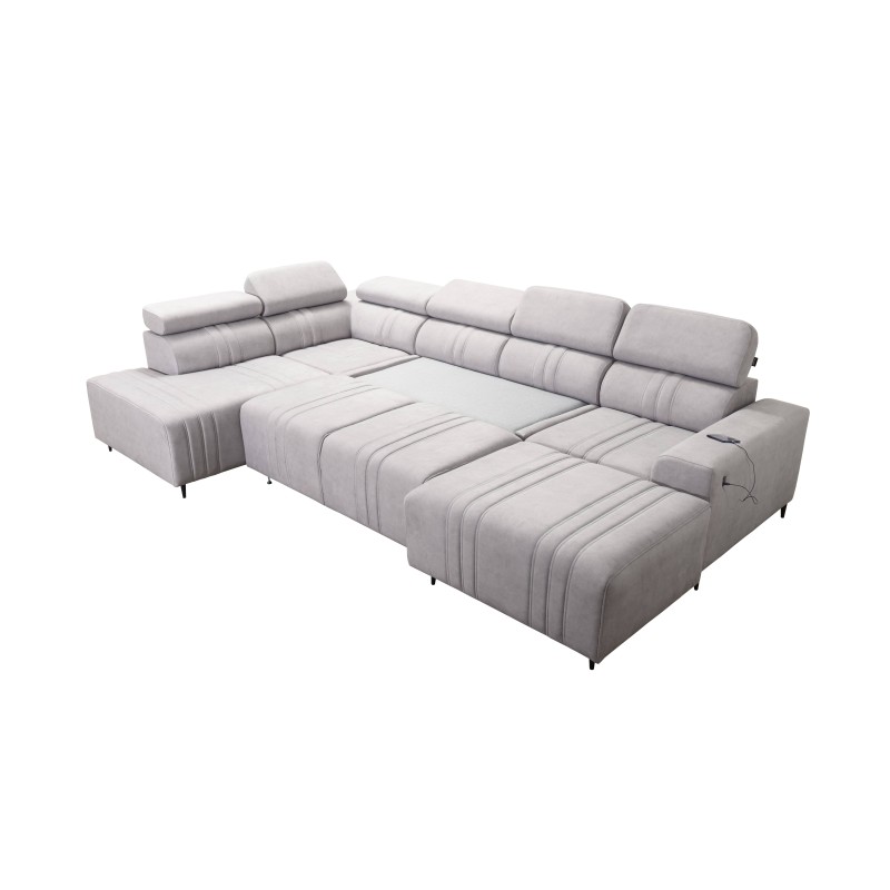 U-shaped Verona VI sectional sofa with sleeping function, fabric Vena 10