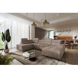 U-shaped corner sofa Verona VI with a sleeping function in Vena 14 fabric