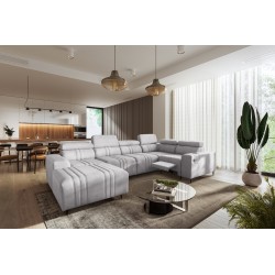 U-shaped Verona IV Mix sectional sofa with a sleeping function and manual relax function, fabric Vena 3