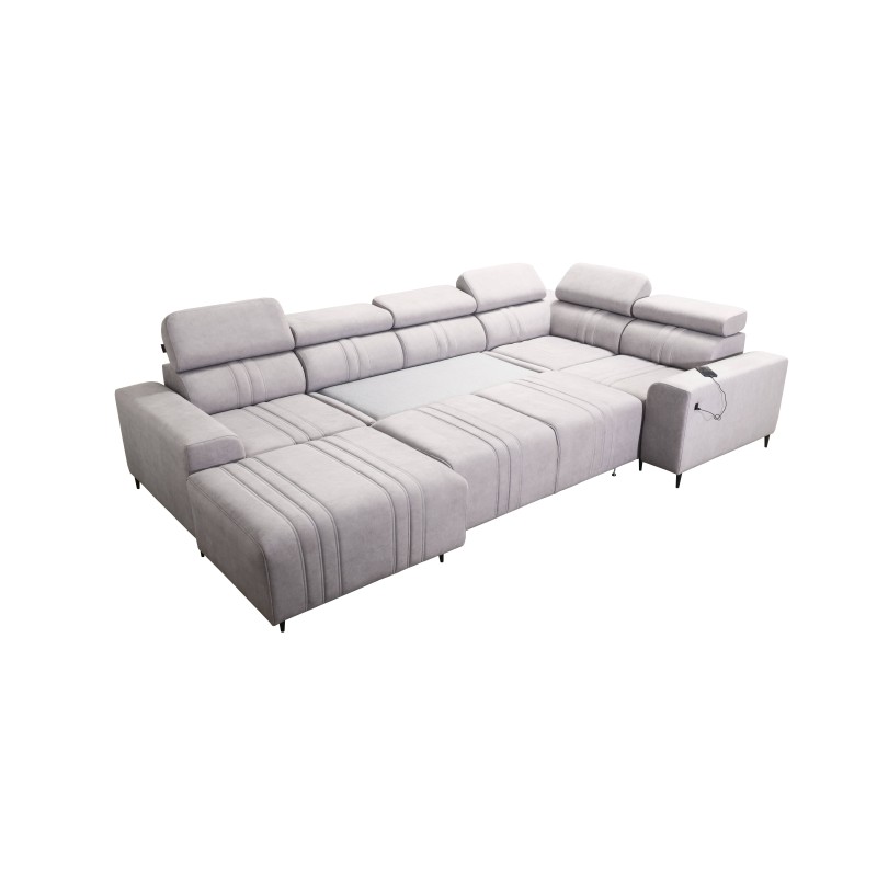 U-shaped Verona IV Mix sectional sofa with a sleeping function and manual relax function, fabric Vena 3
